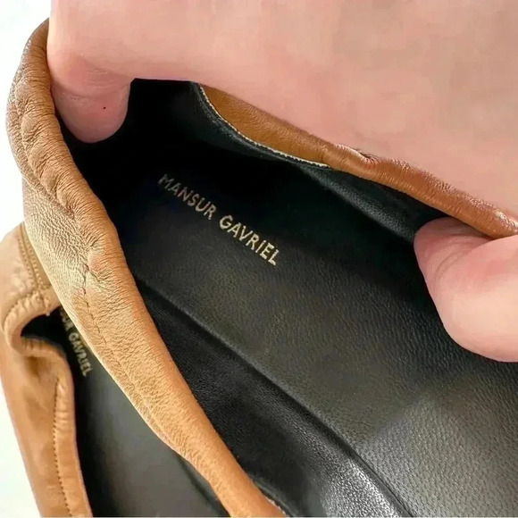 Mansur Gavriel ballet flats size 37 7 brown leather square toe bow balletcore - Picture 8 of 12